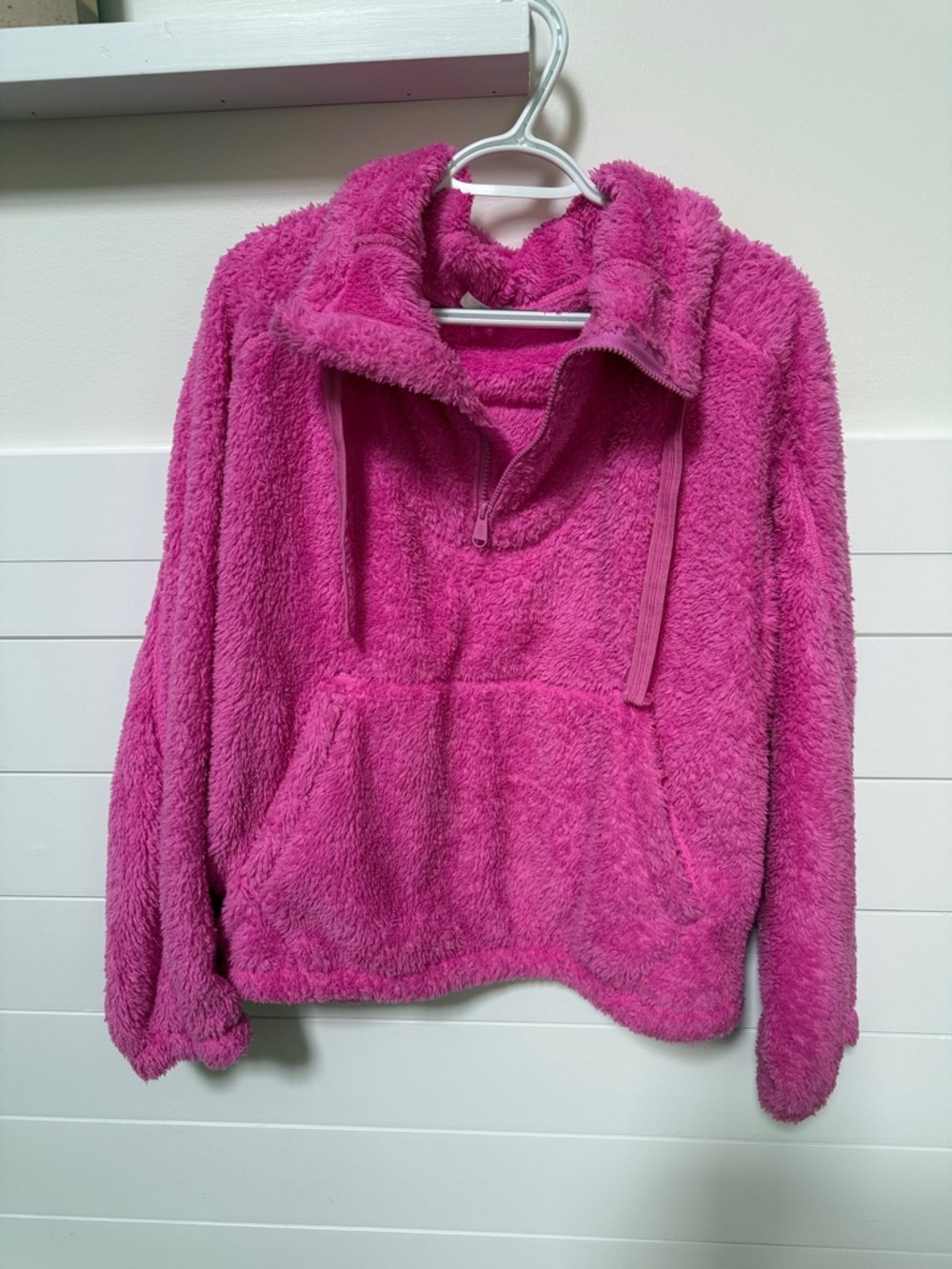 FP Movement by Free People Plush Half-Zip Cowl Sweater in Hot Pink